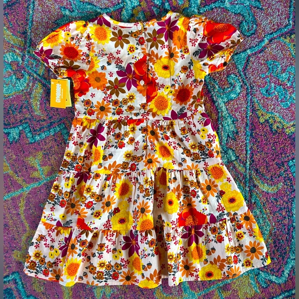NWT Gymboree | Girls Orange/Yellow/Red Floral Short Sleeve Happy Harvest Dress 8